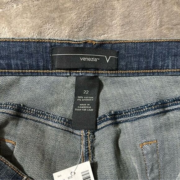 venezia x LB 22 Dark Blue Wash Five Pocket Stretch Denim Pencil Skirt - Picture 9 of 13